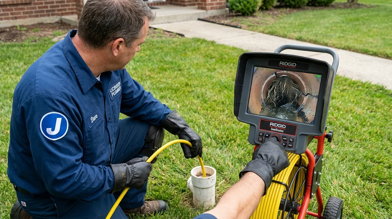 Sewer camera inspection being performed by Johns Plumbing LLC in Wakefield